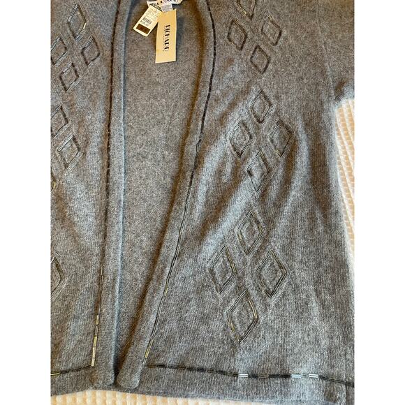 NWT Vintage Richard and Company Lambs Wool Blend Beaded Gray Cardigan Medium - Picture 8 of 11